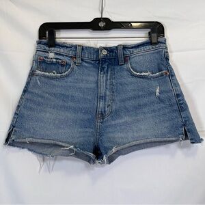 Abercrombie Fitch Shorts‎ Womens 26 Blue The Mom Short High Rise Denim